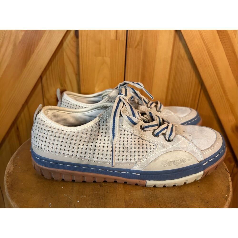 Simple Women Khaki Woven Lace Up Suede Sneaker Shoe Women's Size 8